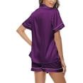 thumbnail image 6 of DOPI Button Down Satin Short Pajamas Set for Women 2 Piece Tops & Shorts Sleepwear Lounge Set, 6 of 6