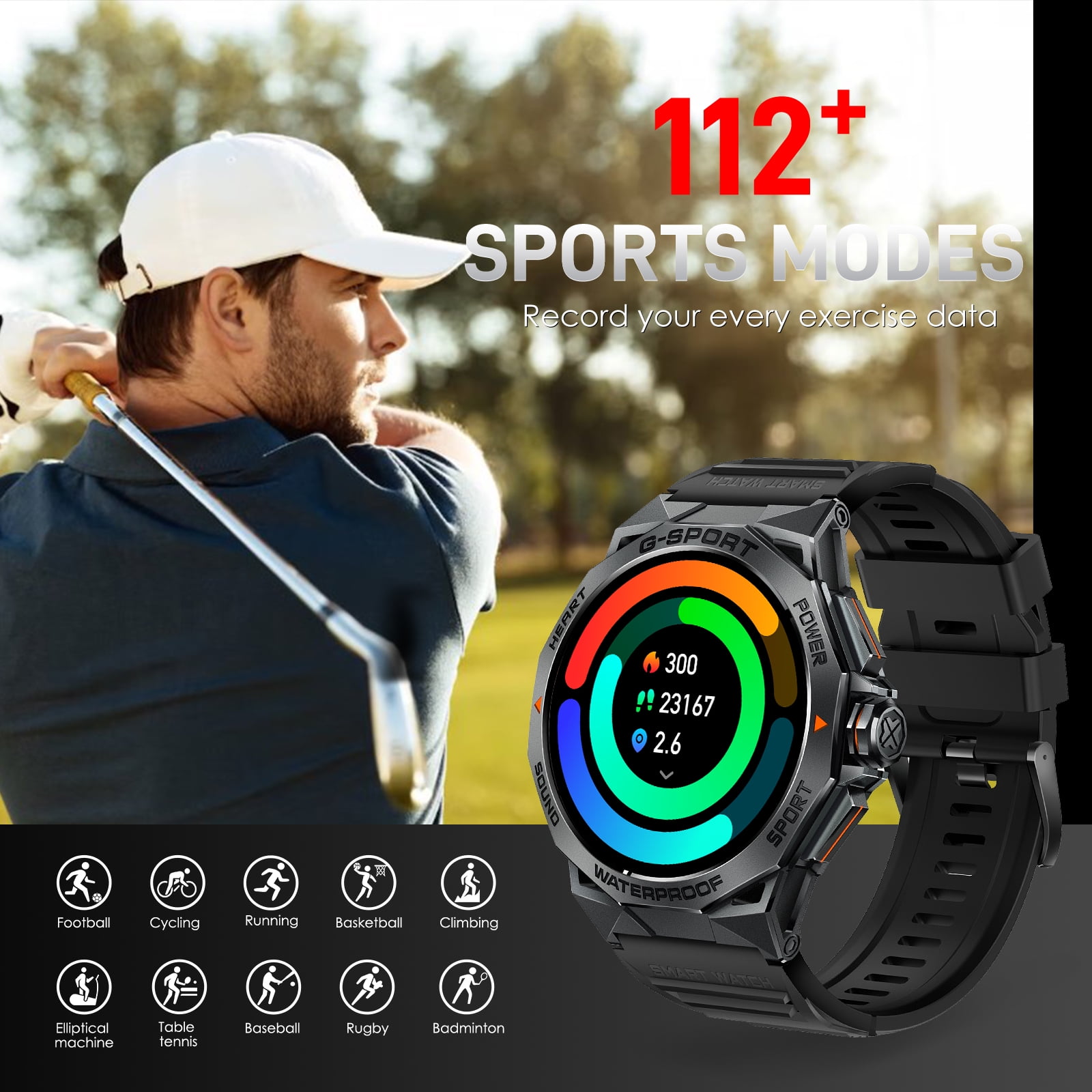 VOPOCO Smart Watch for Men Women 1.43” Screen Outdoor Smartwatch IP68 Waterproof Sport Watch for Android iOS Phone