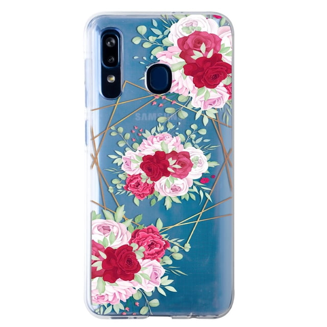 Funda Para Galaxy A20 Flores Y Lineas, Uso Rudo, InstaCase Protector para Galaxy A20 Antigolpes, Case Flores Y Lineas