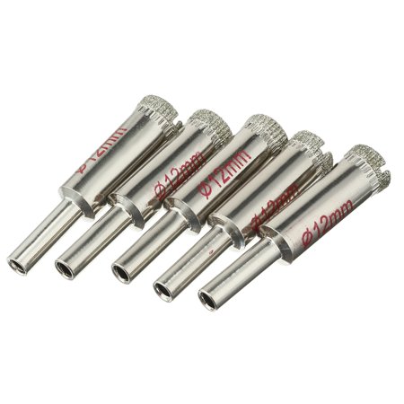 

12mm Diamond Grit Hole Saw Drill Bit 5PCS for Tile Glass