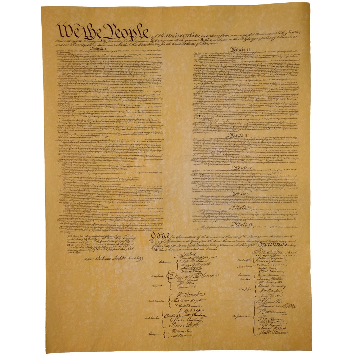 U.S Constitution Document Fine Quality Replica 27x34 Ornate 