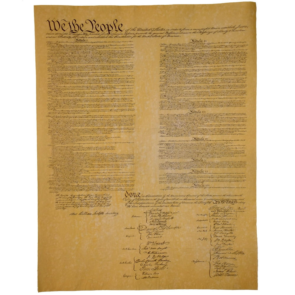 Replica Constitution of the US on Antiqued Parchment Paper historical