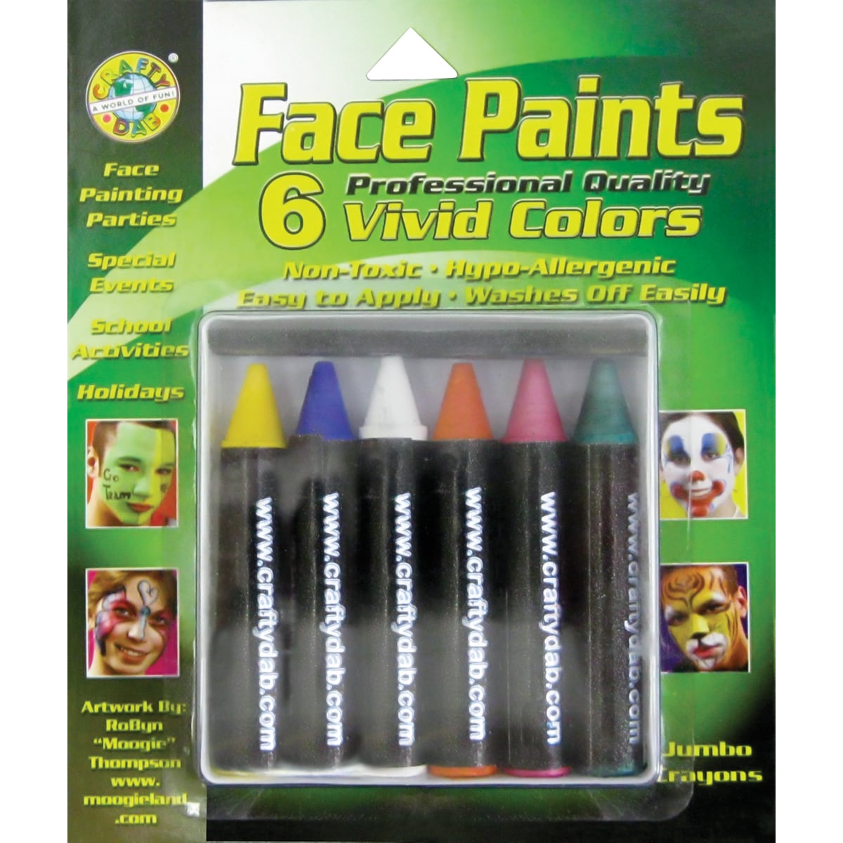 Face Paint Jumbo Crayons 6/Pkg-Vivid - Walmart.com