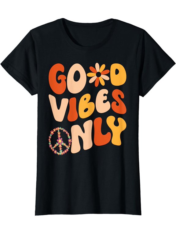 GOOD VIBES ONLY PEACE LOVE 60s 70s Tie Dye Groovy HippiE T-Shirt