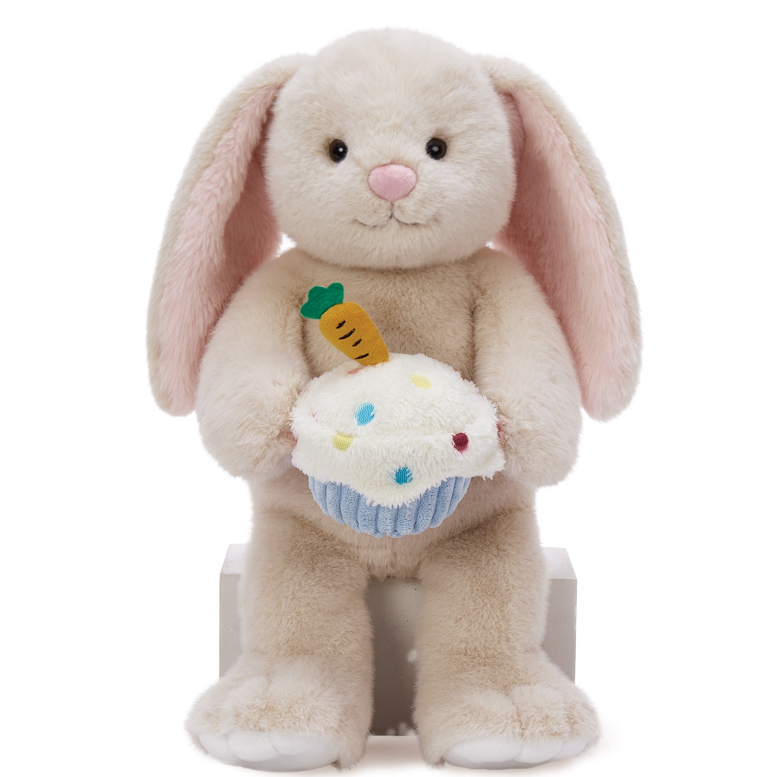 MaoGoLan 18'' Rabbit Stuffed Animal Cute Stuffed Rabbit With A Birthday Carrot Cake Plush Toy