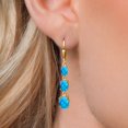 thumbnail image 3 of Gem Stone King 18K Yellow Gold Plated Silver Blue Opal 3 Stone Dangle Earrings for Women (4.38 Cttw, Gemstone October Birthstone, Oval Cabochon 8X6MM, 7X5MM and 6X4MM), 3 of 6
