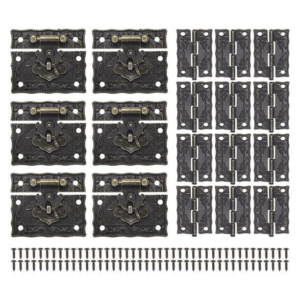 Uxcell 6-Pack Bisagras de Puerta Pequeñas, 2in (51mm) Bisagras Mini de Aleación para Plegar con Gancho de Pestillo; Tornillo para Caja de Joyas