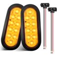 thumbnail image 1 of 6 Inch 10 LEDs Oval Amber Trailer Tail Lights W/Light Wiring 2PCS, Super Bright 6" LED Parking Turn Signal Lights with Flush Mount Grommets for RV Truck, Bus, Trucks,Marine, 1 of 6