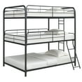 thumbnail image 2 of Newest Triple Full Size Bunk Bed - Black Metal Frame, Space-Saving Stacked Design, Noise-Free, No Box Spring Needed, for Shared Bedrooms​, 2 of 8