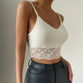thumbnail image 6 of HAPIMO Women's Slim Camisole Tank Crop Tops Bra Spaghetti Strap Casual Tops Lace Crochet V Neck for Girls Summer Beach Tees Sleeveless Workout Shirts Trendy White, 6 of 7
