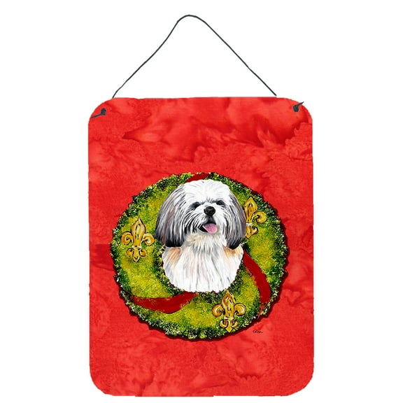 Shih Tzu Christmas Wreath Wall or Door Hanging Prints
