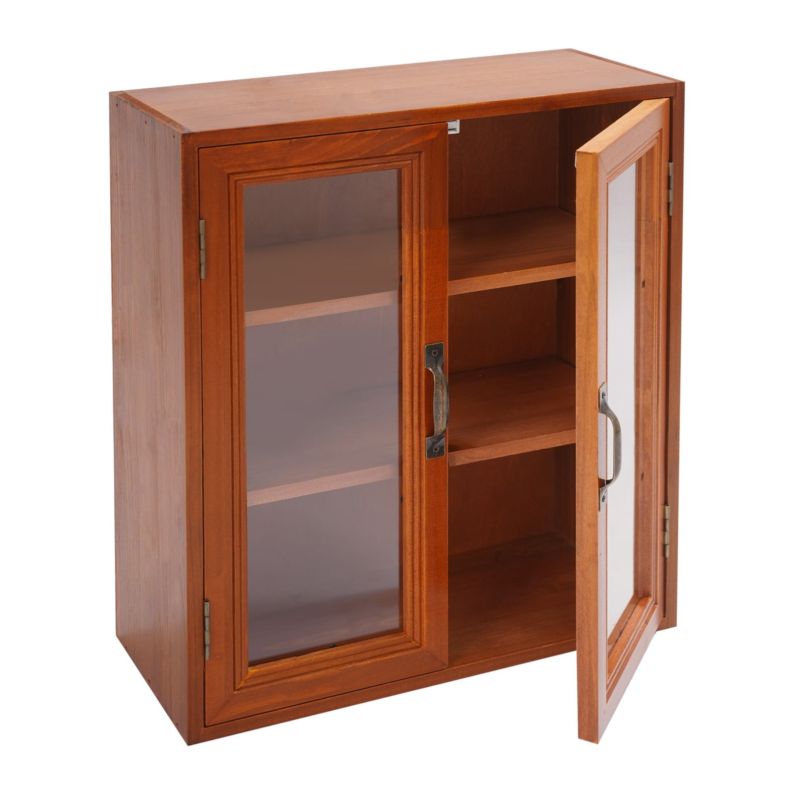 ToppiJoy Vintage Tabletop Organizer with Clear Door, Wooden Display Cabinet for Desk, Desktop Storage Box Organizing Makeup Jewelry Sewing Craft