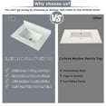 thumbnail image 2 of Montary 31 Inch Marble Vanity Top, White Vanity Top with Pre-drilled Faucet Holes, Bathroom Vanity Top with Undermount Rectangular Middle Sink and 4" Height Backsplash, Bianco Carrara Venato, 2 of 7