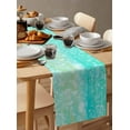 thumbnail image 6 of Aqua Green Table Runner 48 Inches, Watercolor Colorful Ombre Abstract Floral Art Bed Runner Dresser Scarves Tabletop for Indoor Outdoor Parties/Ceremony/Banquet, 13" x 48", 6 of 8