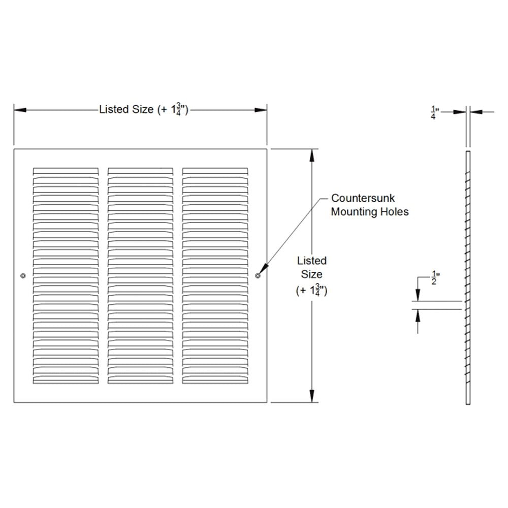TruAire 170 16X16 16 in. x 16 in. White Stamped Return Air Grille