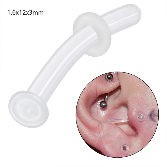 Uña de nariz de vidrio transparente Anillo de nariz en forma de C Varilla curva en forma de L Anillo de nariz invisible Pendiente de uña de hueso de oreja Piercing de uña de ombligo