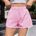 thumbnail image 5 of Women's Striped Print Shorts High Waisted Elastic Waist Wide Leg Loose Casual Shorts XL, 5 of 9