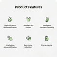 thumbnail image 2 of Tignapoo Compact 2L Quiet Dehumidifier with Colorful LED Night Light, Auto Shut-Off, and Sleep Mode for Bedroom, Bathroom, Kitchen, and Basement - Black, US Plug, 2 of 7