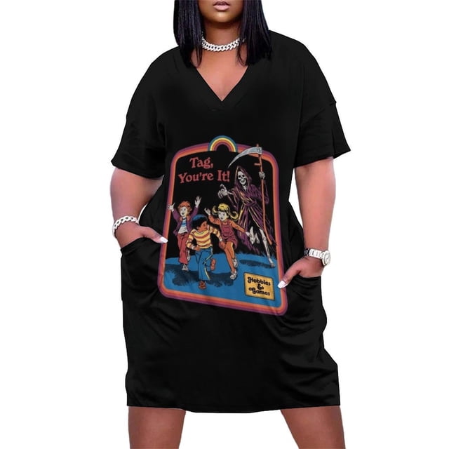 Vestido holgado con bolsillos Tag You're It, vestido de verano para mujer, vestidos coreanos para mujer, vestidos de gala de verano para mujer 2025