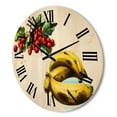 thumbnail image 3 of Designart 'Red Berries and Banana' Farmhouse Wood Wall Clock, 3 of 5