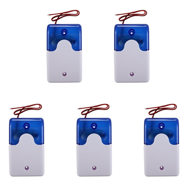 5X Mini Sirena de Advertencia EstroboscóPica con Cable Dc 12V Alarma de Sonido Luz Intermitente Sirena de Sonido Bocina de Alarma Seguridad para Hogar 115Db Azul