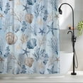 thumbnail image 2 of Blue Gradient Coastal Shower Curtain, Summer Coral Starfish Shell Nautical Waterproof Shower Curtain Set with 12 Hooks Lightweight Bath Curtains Fabric Bathroom Decor 60x72 Inches, 2 of 9
