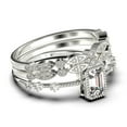 thumbnail image 2 of 2.25 Carat Emerald Cut Diamond Moissanite Thin Engagement Ring, Slim Wedding Ring in 925 Sterling Silver With 18k White Gold Plating Trio Rings Set, Promise Ring, Anniversary Ring, 2 of 4