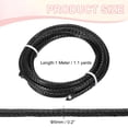 thumbnail image 2 of Uxcell Round Braided Leather Cord, Braided Leather Cord String Rope Folded Leather Strip Braiding Black, 2 of 7