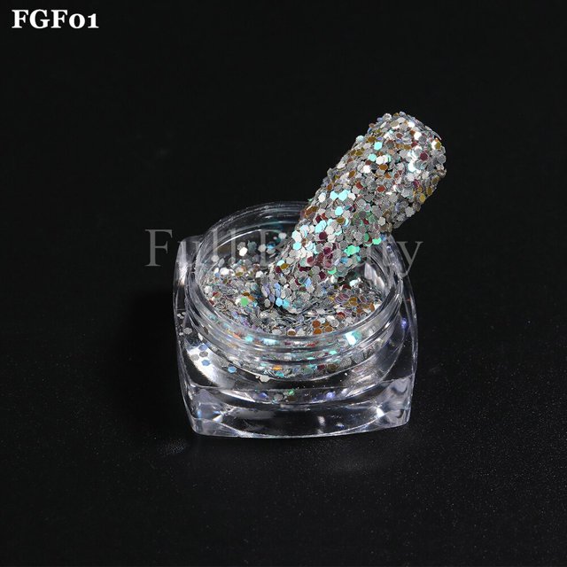Polvo de purpurina reflectante, brillo de diamante plateado, pigmento fluorescente, polvo de uñas cromado, decoración de lentejuelas Merimaid GLFGF Dengxun unisex