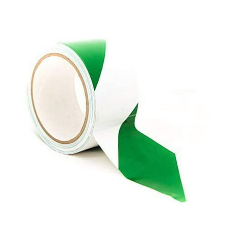 Green and White Safety Warning Vinyl Tape, 6 in. x 18 yds.