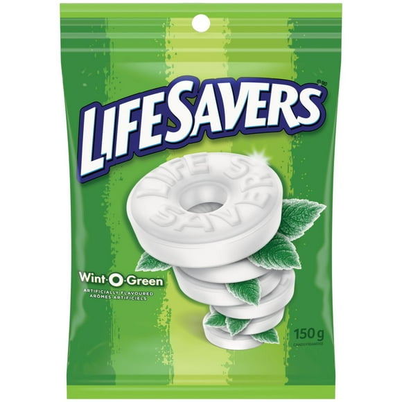 LIFE SAVERS, Wint O Green Candy Mints, Bag, 150g, Bag, 150g