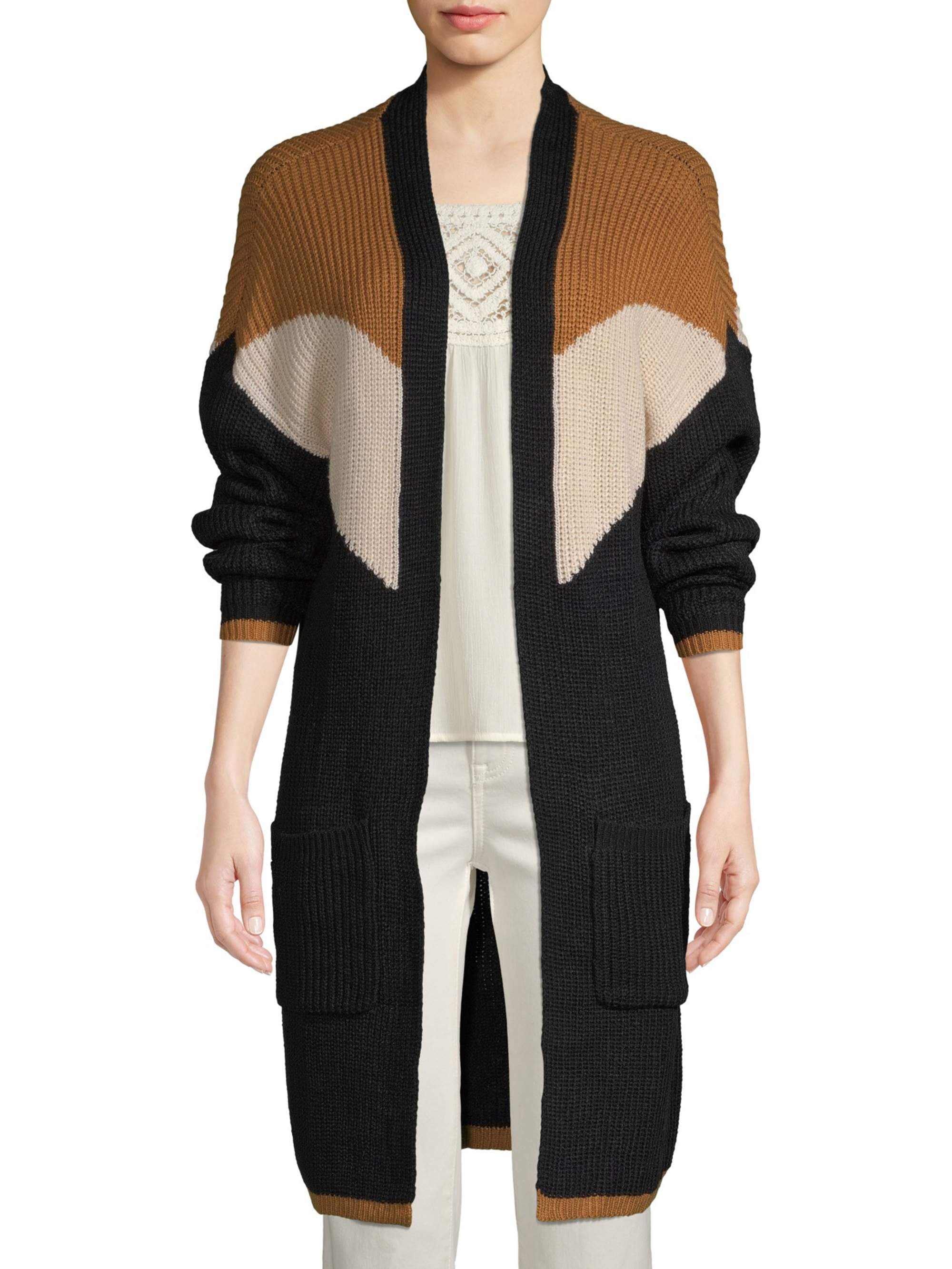 color block duster cardigan