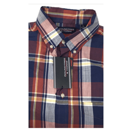 

ROUNDTREE and YORKE Gold Label Short Sleeve Plaid Cotton Multi Color size XL