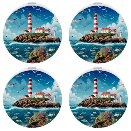 

Automatic Night Lights Plug into Wall for Kids & Adults Lighthouse Seagull Beach Dusk to Dawn Sensor Nightlights for Room Bedroom Bathroom Hallway Kitchen