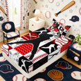 thumbnail image 5 of Erosebridal Red Black Baseball Twin Sheet Sets, Sport Bedding for Boys and Girls, 3 Pieces, 1 Flat Sheet, 1 Fitted Sheet and 1 Pillowcase, 5 of 6