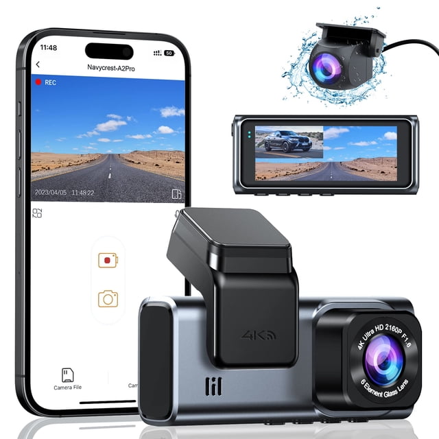 Dash Cam Navycrest A2 Pro 4K+1080P WiFi delantera y trasera