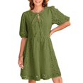 thumbnail image 1 of Robes d'Été pour Femmes, Nœud devant, Col en V, Courtes, Bouffantes, 1 of 6