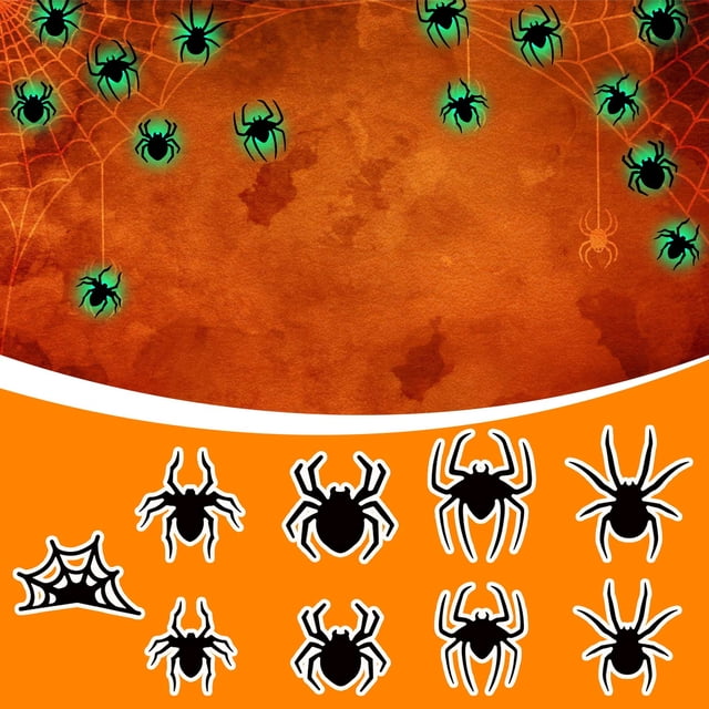 JASKFLY Spider Wall Sticker Halloween LED Flashing Window Wall Sticker Decoration Light with Adhesive Back,Home Decor|Plastic,E