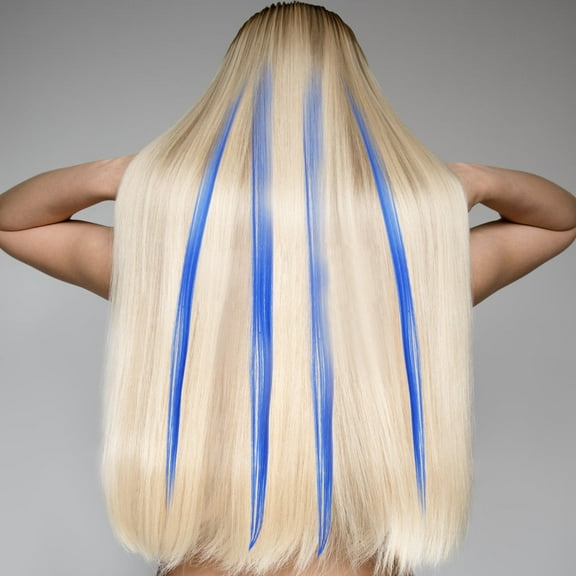 OUNONA 10 Pcs Fake Haare Multi Colors Party Highlights Clip Extensions Women's Miss Blue