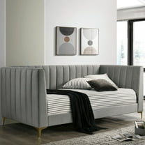 Furniture of America Mais Metal and Fabric Tufted Daybed in Light Gray
