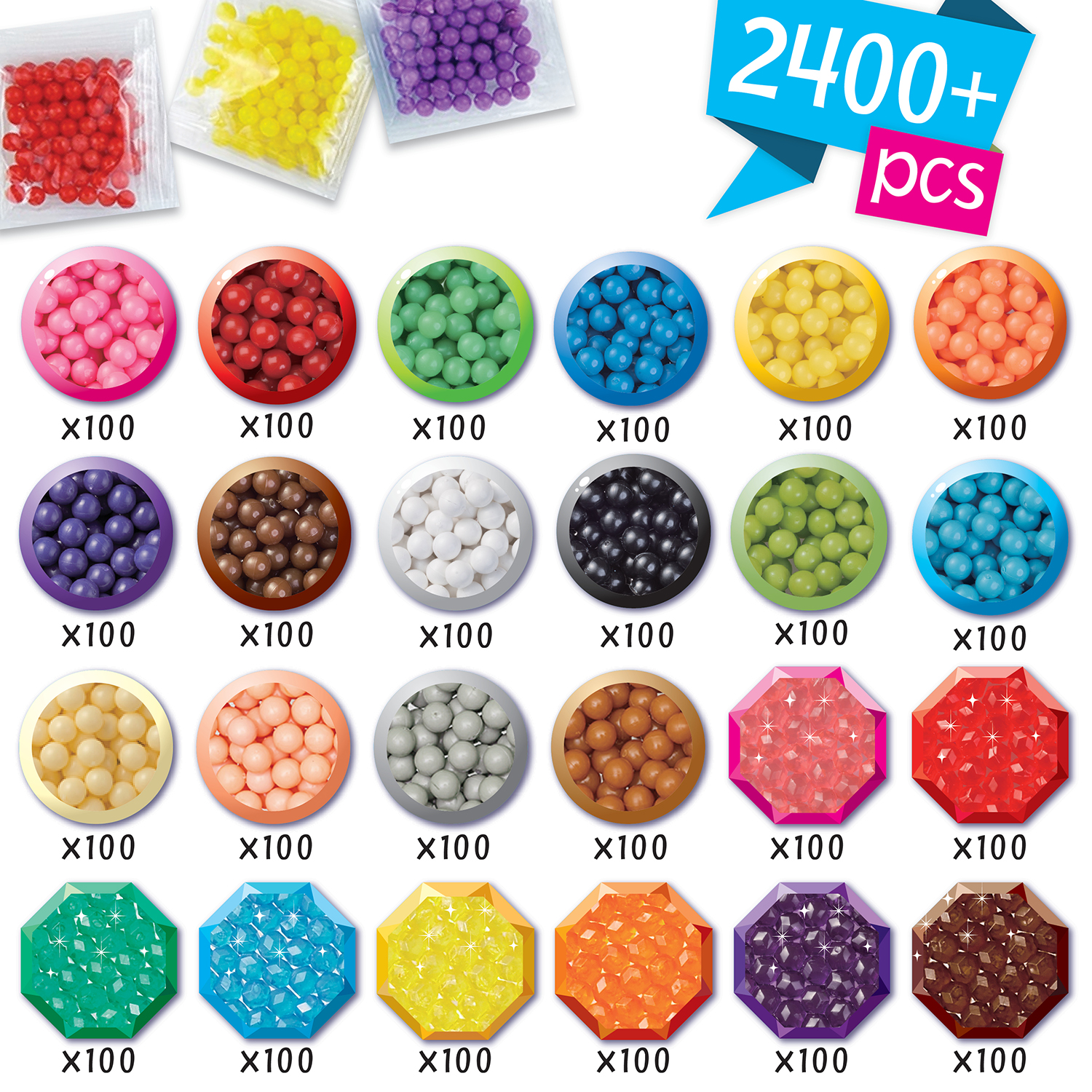 Aquabeads Mega Bead Refill Pack, Arts & Crafts Bead Refill Kit for Children - over 2,400 beads and shooting star storage case - image 6 of 6
