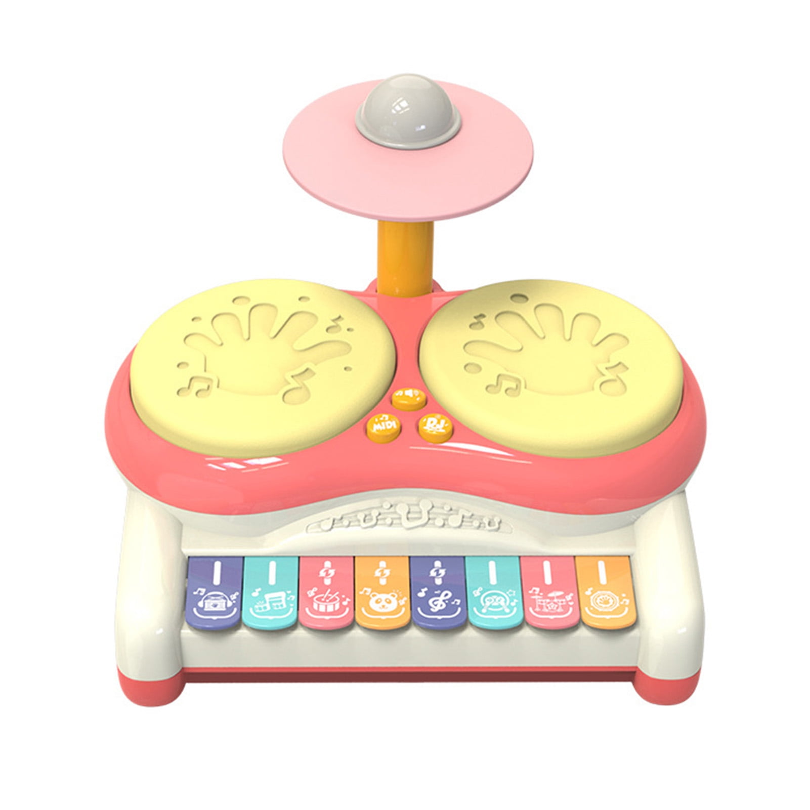 Temacd Baby Drum Set Colorful Piano Keyboard Sweet Melody LED Soft