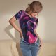 thumbnail image 3 of Balery Watercolor Painting White Horse Body de cuello redondo de manga corta para mujer Tops de manga corta Tops básicos-Medium, 3 of 7