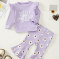 thumbnail image 5 of GYRATEDREAM Baby Girl Fall Winter Clothes Ruffle Sleeve Crewneck Sweatshirts Flare Pants 2pcs Toddler Outfits Set, 5 of 12