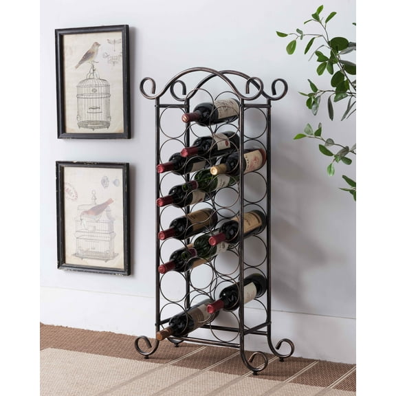 Kings Brand Furniture - Brushed Copper Floor Freestanding Metal Wine Rack, Wine Bottle Holder Stands - Holds up to 21 Bottles