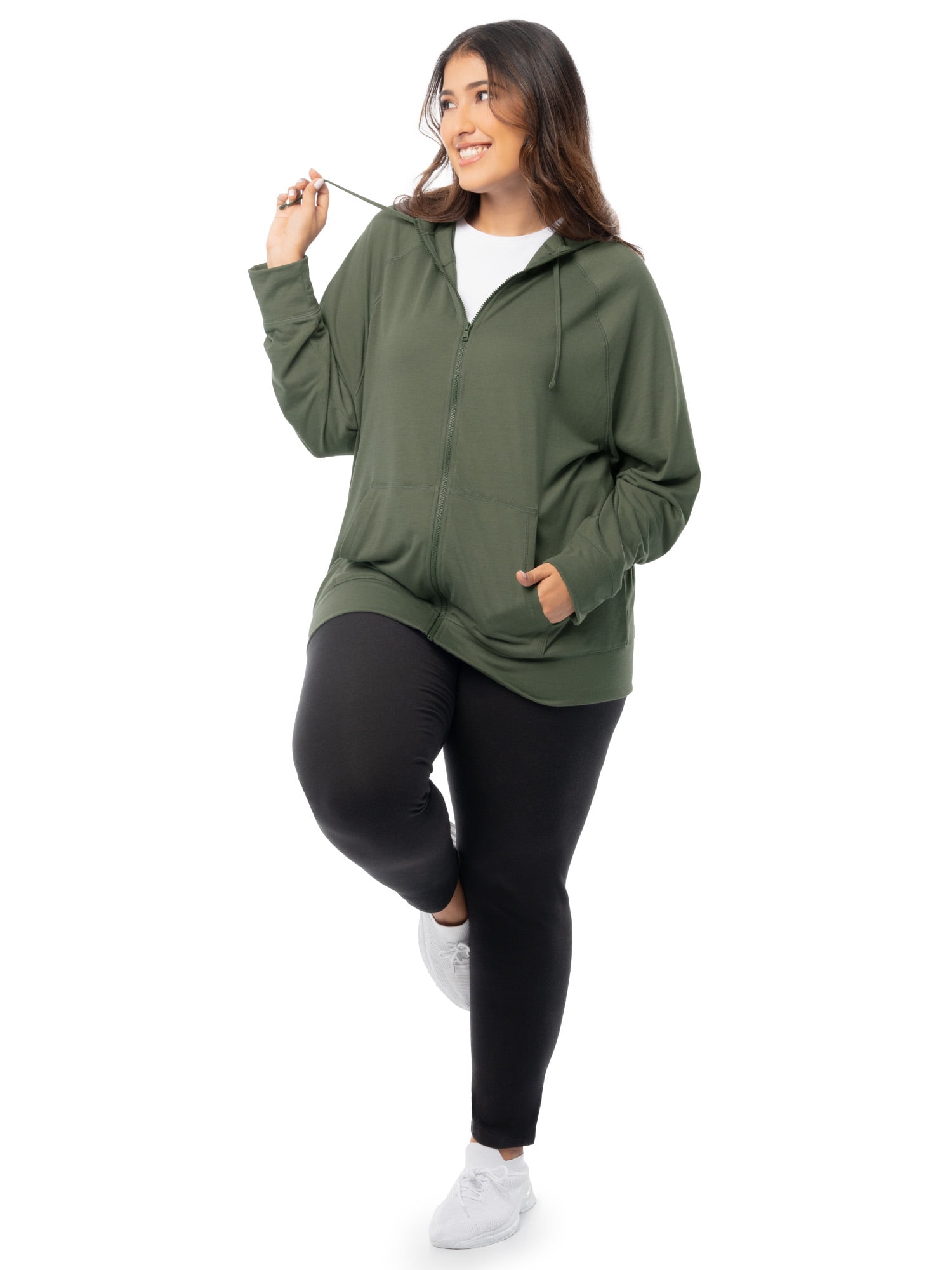 Athletic Works Women's Plus Lightweight Zip-Up Hoodie Jacket, Size 1X-5X