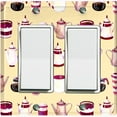 thumbnail image 1 of Metal Light Switch Wall Plate Outlet Cover (Coffee Mocha Espresso Tea Pot Kettle Maker Festive Cup Cream Pattern - Double Rocker), 1 of 2