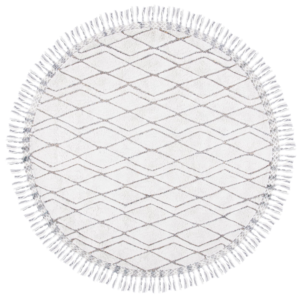 SAFAVIEH Casablanca Eunice Geometric Diamonds Shag Area Rug, Ivory/Grey, 5' x 8'
