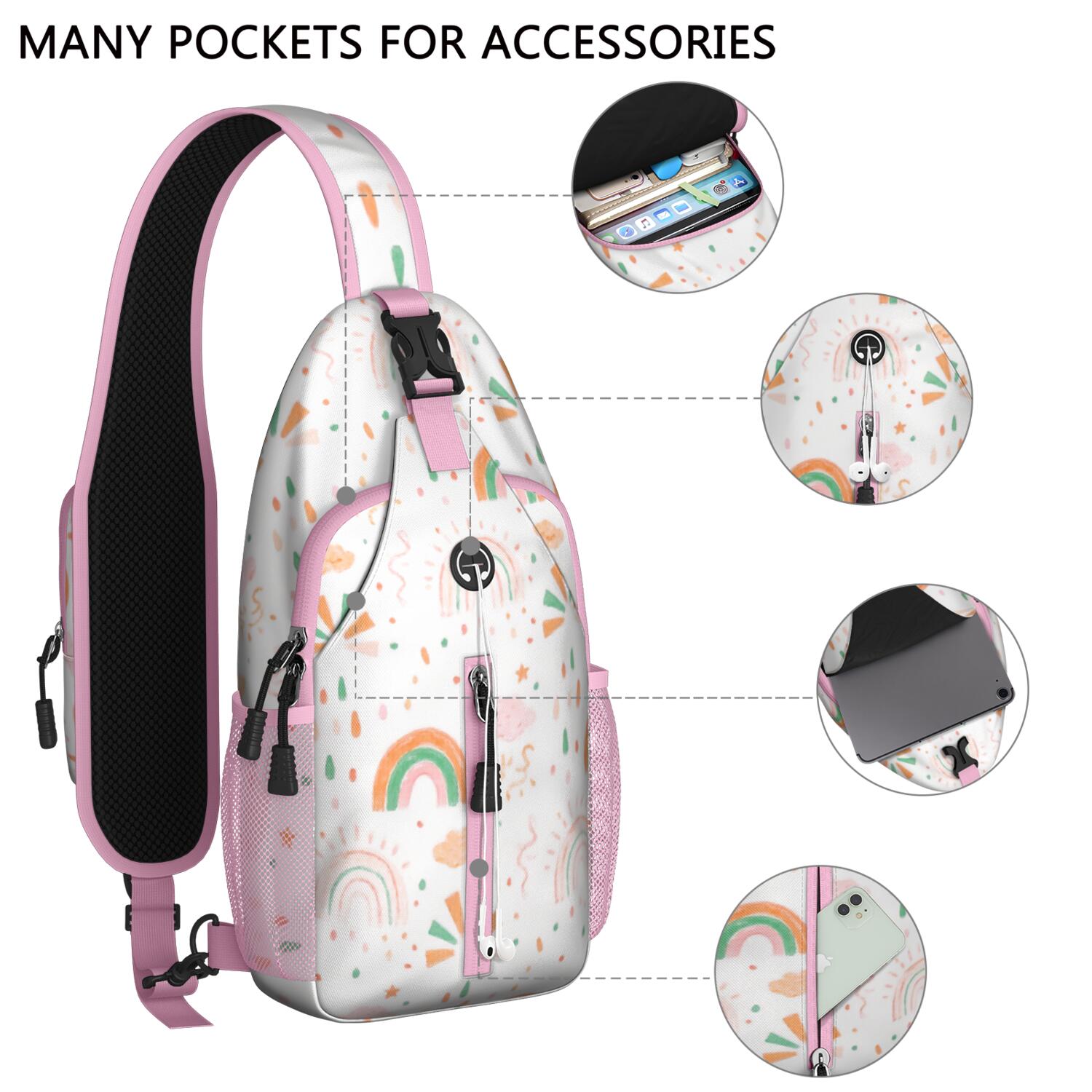 Sling Backpack Rainbow Cartoon Travel Sling Bag Casual Bag for Men Women