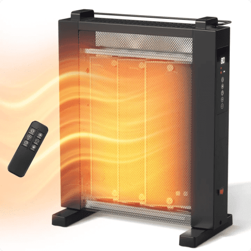 LifePlus 1500W Portable Space Heater, Built-in Humidifier, Digital Temp Control with 12H Timer & Remote Control, Black for Bedroom Office